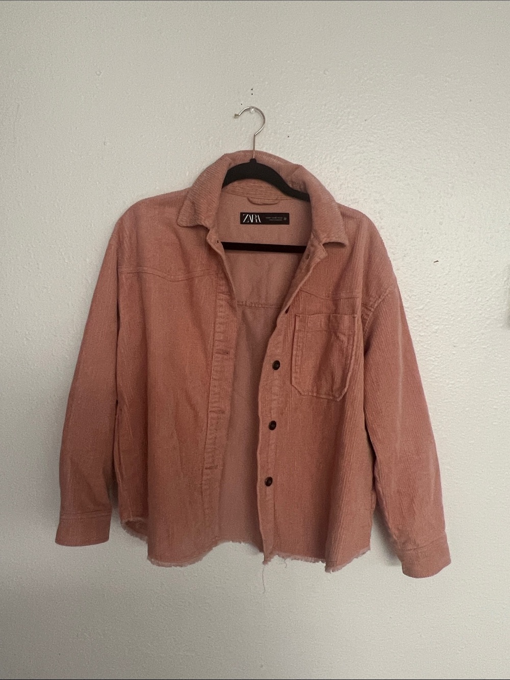 Zara Dusty Rose Corduroy Button-Up Jacket
